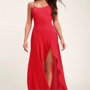Lulu’s high low dress with front ruffle slit, size xs